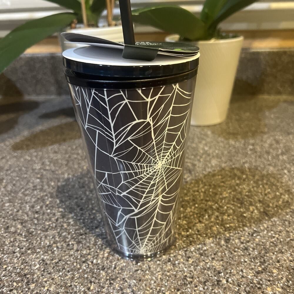 Starbucks Halloween 2021 Glow in Dark Spider web Grande 16oz Cold Cup Tumbler - Picture 2 of 5